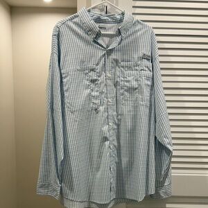 Columbia Men's Blue and White Checkered Shirt